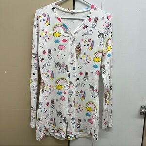 Colorful Unicorn Print Women's Pajama Top